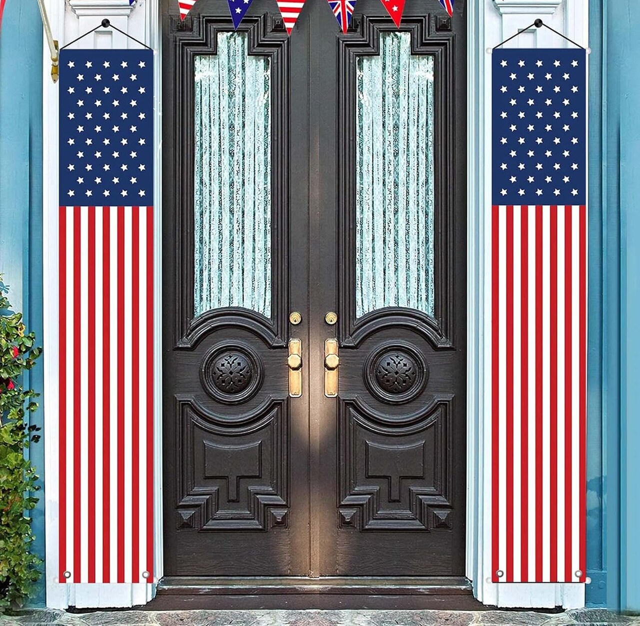 2 pcs 4th of July Independence Day Decorations Memorial Day Decor Indoor and Outdoor Hanging American Flag Banners